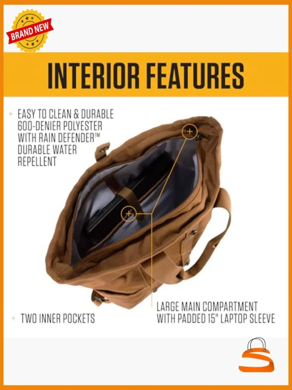 Convertible Backpack Tote Bag, Durable with Laptop Sleeve